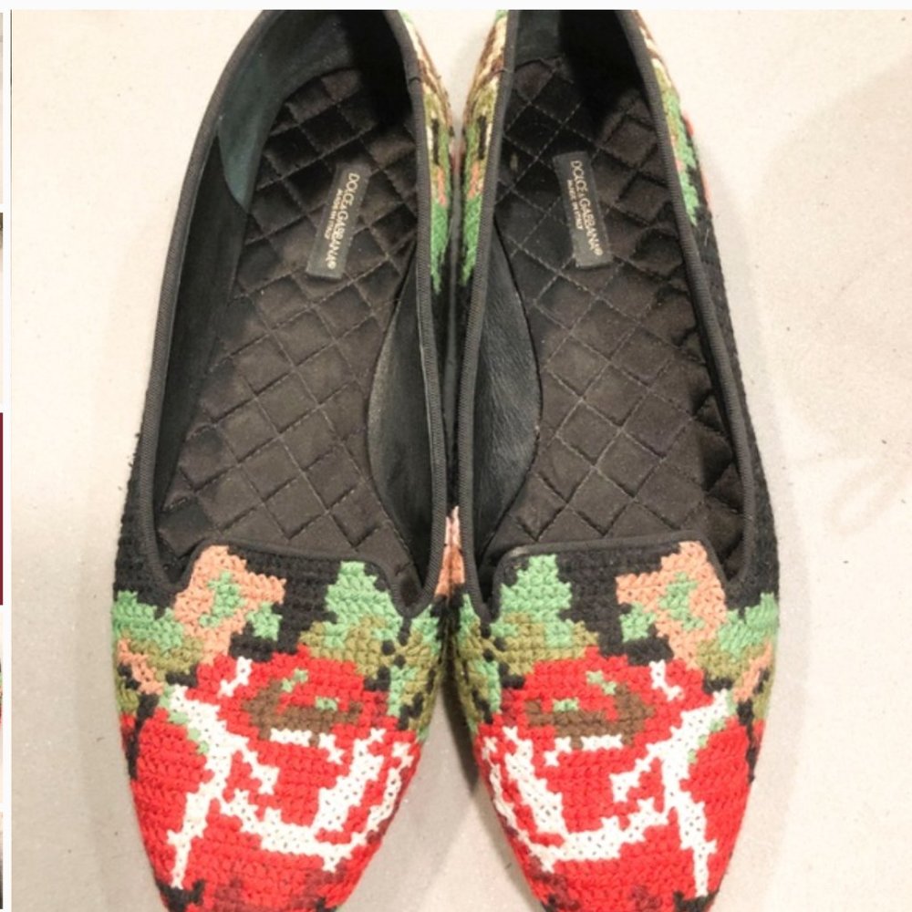 Dolce & Gabbana Floral Needlepoint Flats
